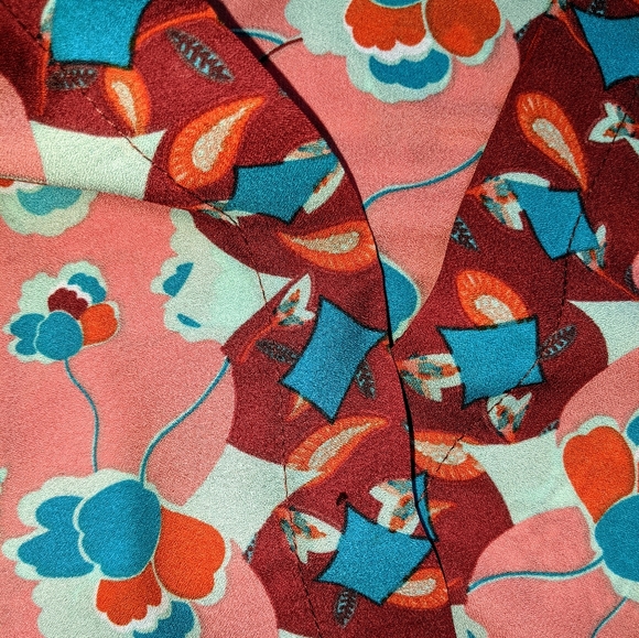 Alison Joy women's faux wrap v-neck blouse L silky - Picture 3 of 11